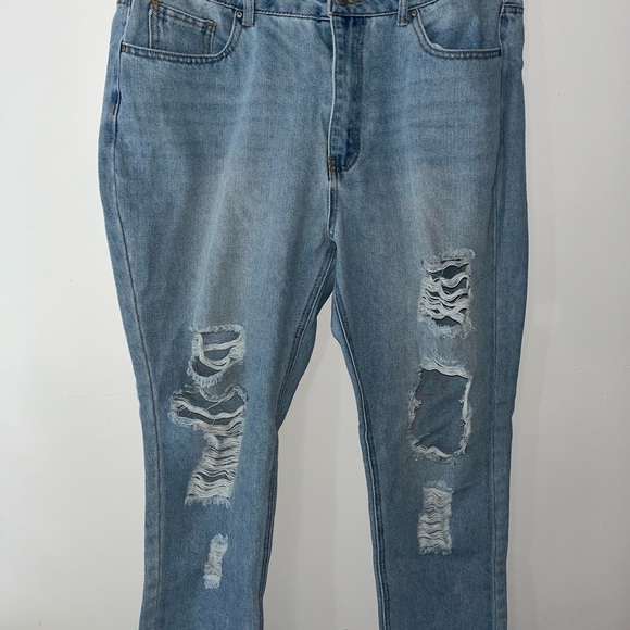 Refuge Denim Denim - Refuge Denim Distressed Blue Boyfriend Jeans